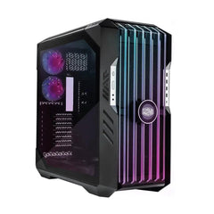 Cooler Master HAF 700 EVO Case, Titanium Grey, Full Tower, 4 x USB 3.2 Gen 1 Type-A, 1 x USB 3.2 Gen 2 Type-C, Tempered Glass Side Window Panel, Edge Lit Front Intake Blades with IRIS Customisable LCD Assistant