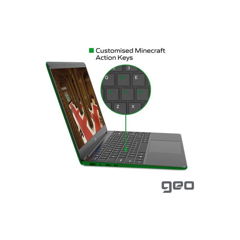 Geo GeoBook 140 Minecraft Intel Celeron 4GB RAM 64GB Storage 14" Laptop +1 year MS365 Subscription - Green
