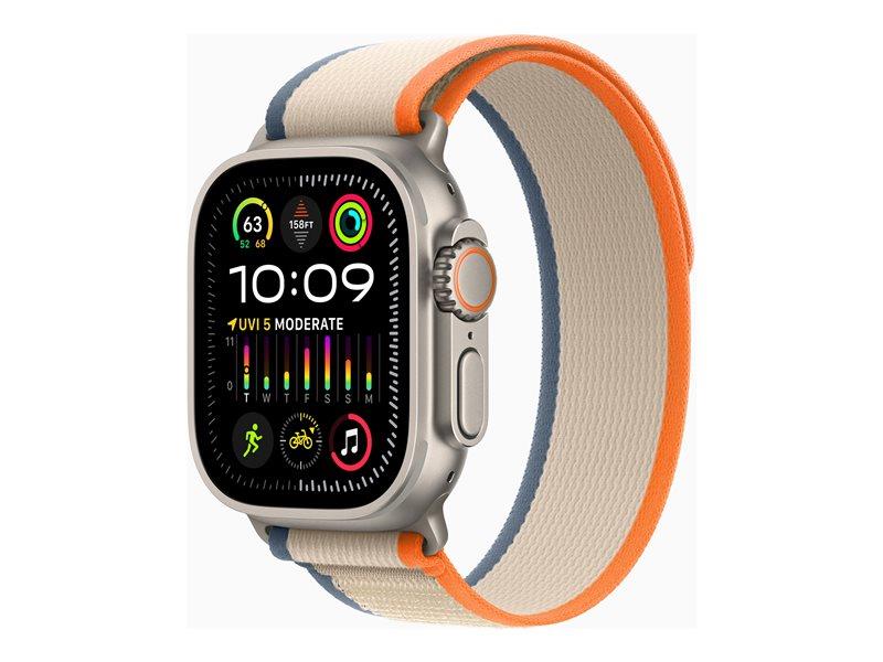 Apple Watch Ultra 2 (GPS + Cellular) - 49 mm - Titanium Case with Orange/Beige Trail Loop - Band Size: S/M