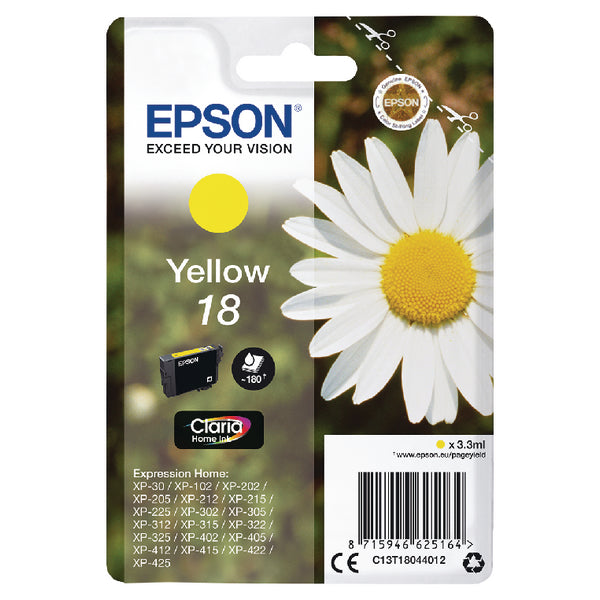 Epson 18 Daisy Yellow Standard Capacity Ink Cartridge 3ml - C13T18044012