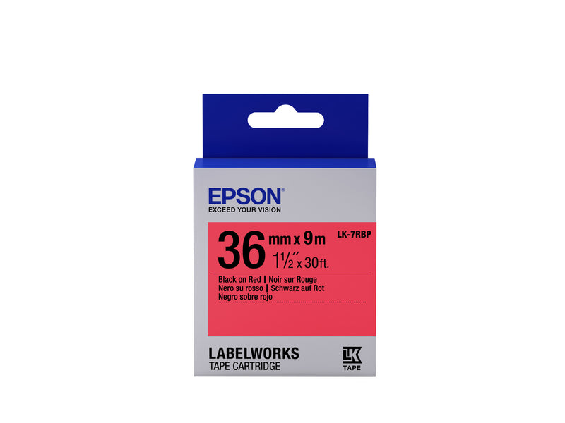 Epson Label Cartridge Pastel LK-7RBP Black/Red 36mm (9m)