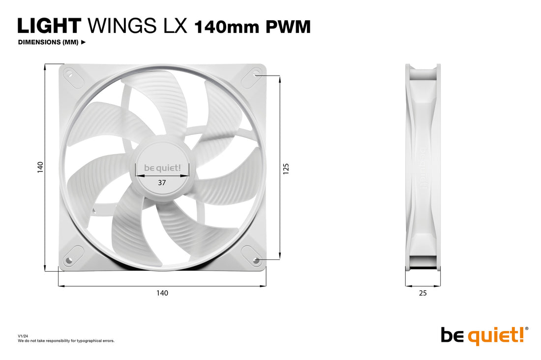 be quiet! LIGHT WINGS LX 140mm PWM 3-Pack White Computer case Fan 14 cm 3 - image 7