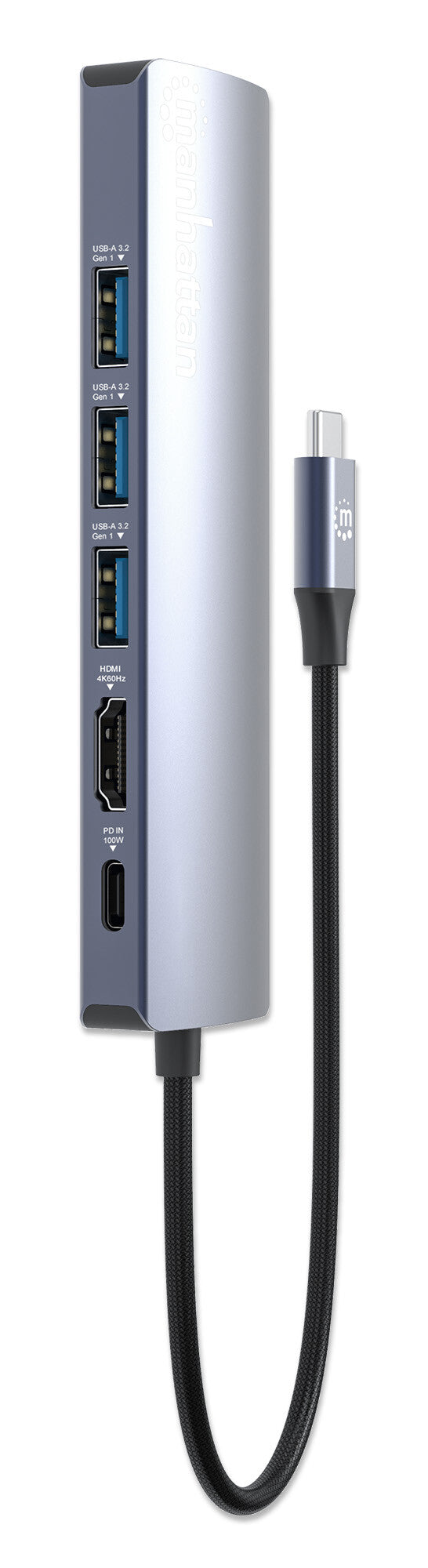 Manhattan USB-C Dock/Hub, Ports (x6): Ethernet, HDMI, USB-A (x3) and USB-C, with Power Delivery (PD) 100W - image 6