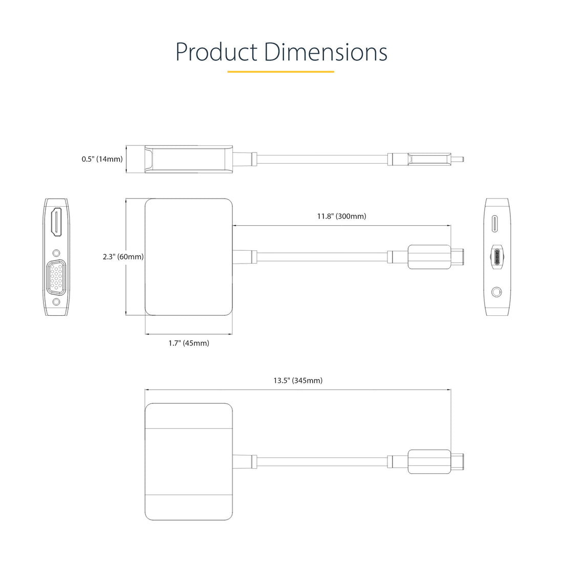 StarTech.com USB C Video Adapter, USB C to HDMI VGA Multiport Adapter, 3.5mm Audio, 4K 60Hz HDR, 100W PD - image 9