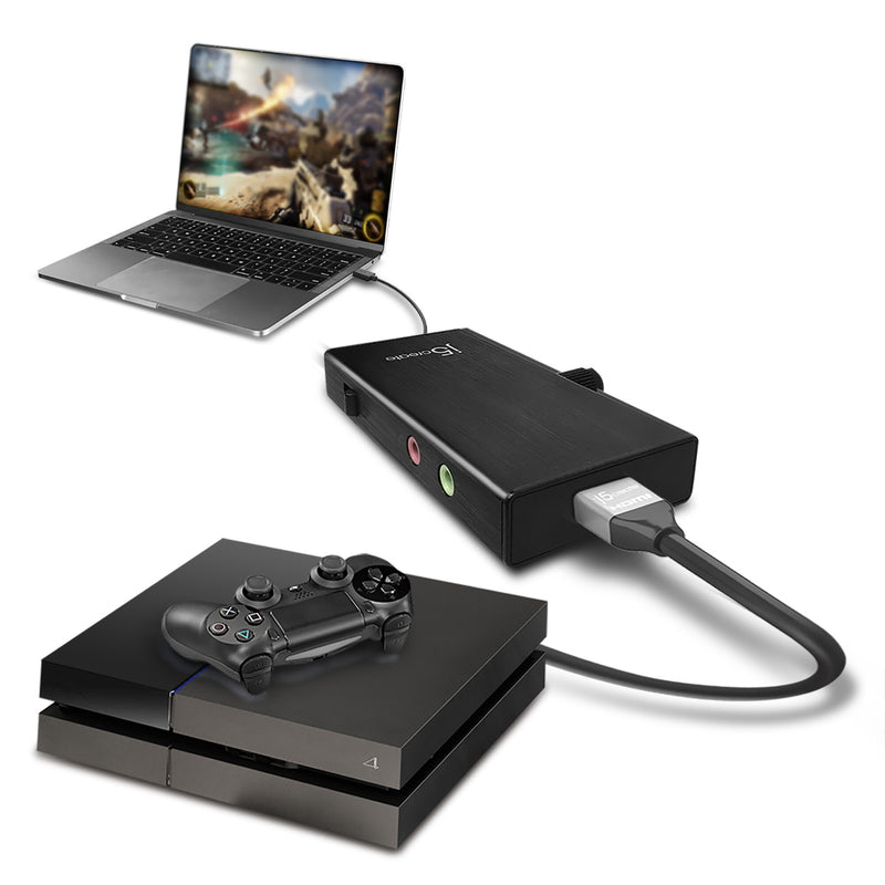 j5create JVA02 Live Capture Adapter HDMI™ to USB-C™ with Power Delivery, Black