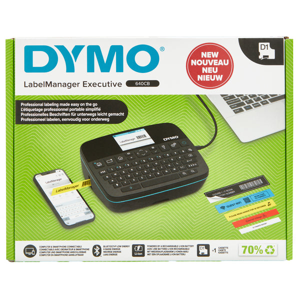 DYMO LabelManager Executive 640 CB Portable Label Printer | Compact Label Maker Machine with QWERTY Keyboard | Bluetooth & USB Connectivity | Compatible with D1 Standard & Durable Labels
