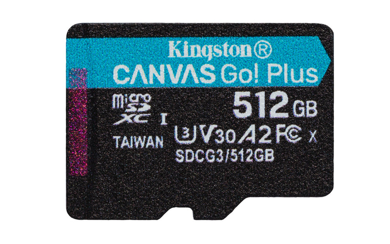 Kingston Technology 512GB microSDXC Canvas Go Plus 170R A2 U3 V30 Card + ADP