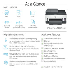 HP Smart Tank 7305 Wireless All-in-One Color Printer, Two-sided printing; Copier, Scanner
