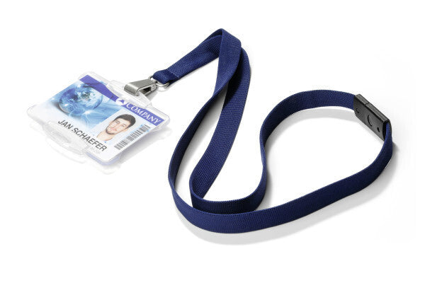 Durable Textile lanyard SOFT COLOUR midnight blue strap Badge holder Metal, Textile - image 2