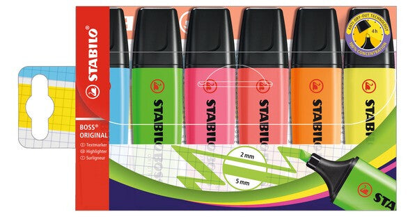 STABILO BOSS ORIGINAL marker 6 Chisel tip Multi