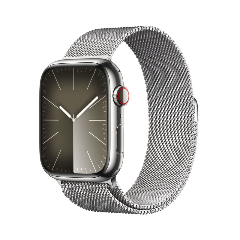 Apple Watch Series 9 GPS + Cellular 45mm Silver Stainless Steel Case w/ Silver Milanese Loop