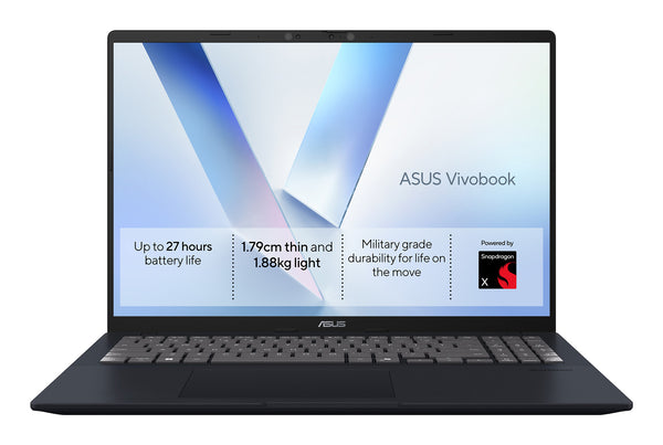 ASUS Vivobook 16 Laptop (90NB15Z1-M00E30) - Snapdragon X1, 8GB RAM, 256GB SSD, Windows 11 Home