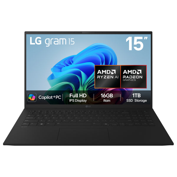 LG Gram Hybrid AI Copilot+ 15.6" Laptop (15Z80T-G.AU78A1) - AMD Ryzen AI 7, 16GB RAM, 1TB SSD, Windows 11 Home