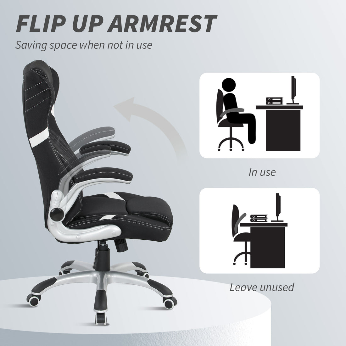 Vinsetto Linen-Look Office Chair, with Adjustable Height and Tension - Black