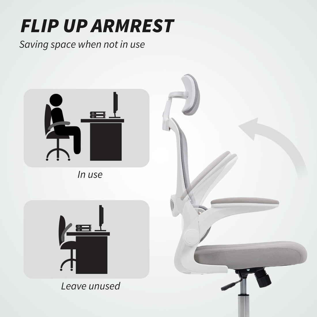 HOMCOM Mesh Back Office Chair, with Lumbar Support - Grey