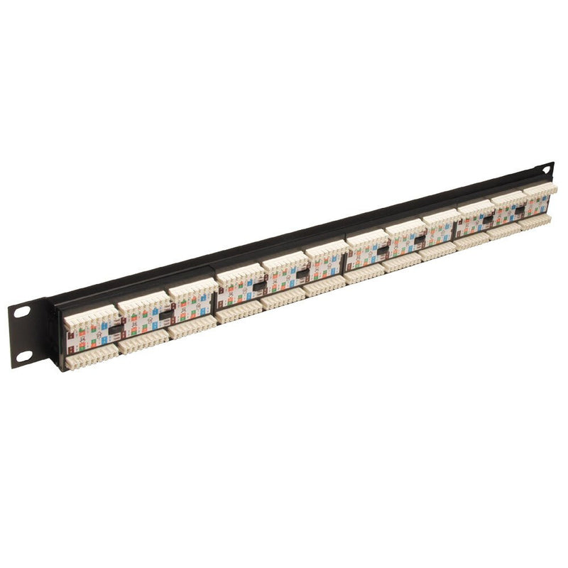 Lindy 19' CAT5e 1U 24 Port RJ-45 Patch Panel, Unshielded, Black