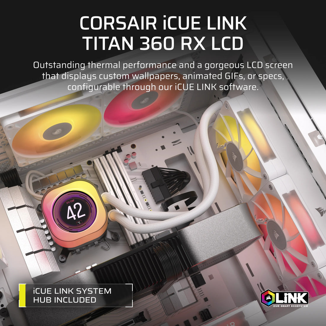 Corsair iCUE LINK TITAN 360 RX LCD Processor All-in-one liquid cooler 12 cm Black - image 7
