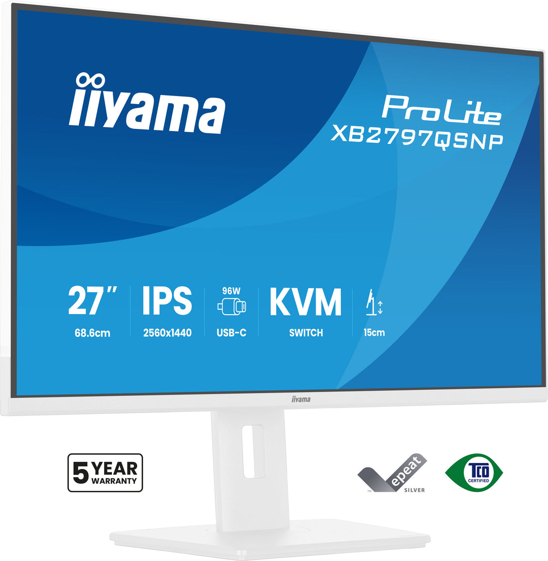 iiyama ProLite XB2797QSNP-W1 computer monitor 27" 2560 x 1440 pixels Quad HD LCD White