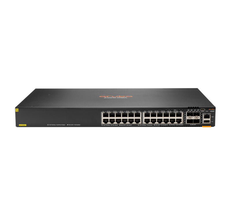 HPE Aruba Networking Aruba 6300F 24-port 1GbE Class 4 PoE & 4-port SFP56 Managed L3 Gigabit Ethernet (10/100/1000) Power over Ethernet (PoE) 1U Grey