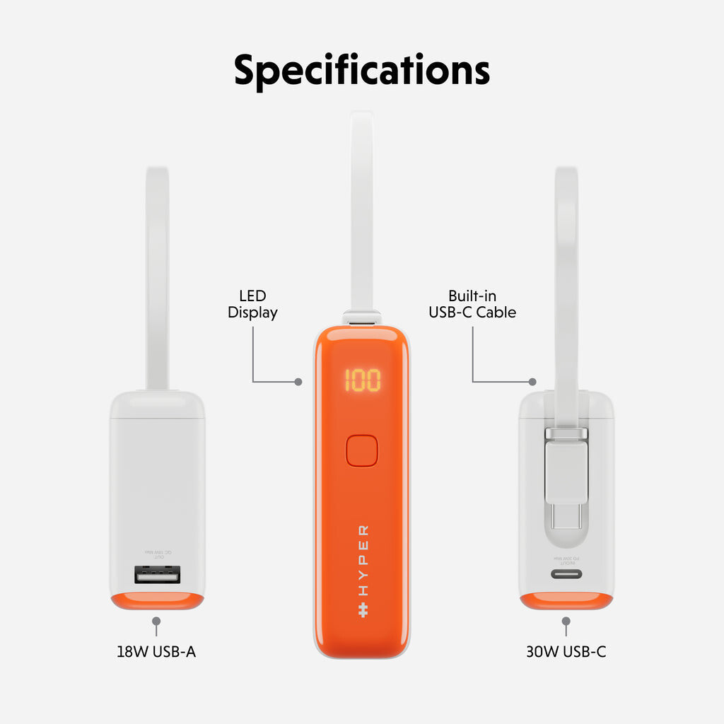 Targus HyperJuice Flex 10K 30W 5000 mAh White, Orange - image 3