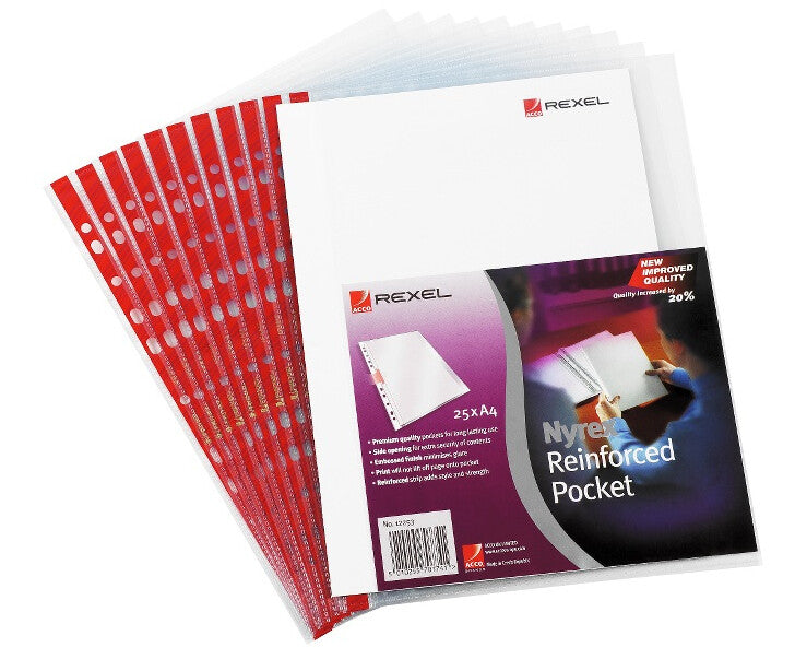 Rexel Nyrex Reinforced Side Opening A4 Pocket Clear (25)