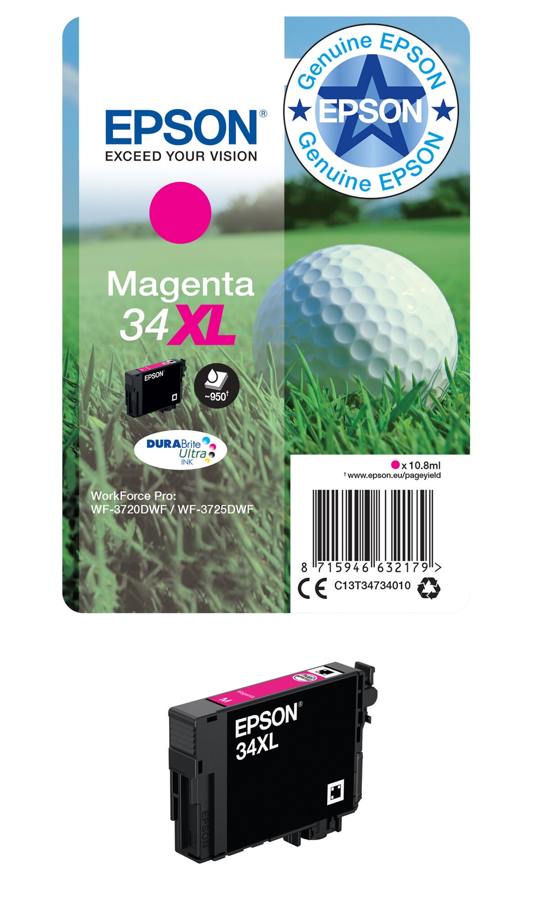 Epson Golf ball 34XL DURABrite Ultra Single Magenta Ink - image 2
