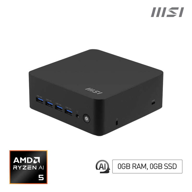 MSI Cubi Z AI 8M AMD Ryzen 5 8645HS Barebone, NUC, USFF, Mini Computer, HTPC (NO RAM, NO Storage, NO OS), AMD Radeon Graphics/DDR5/Dual ThunderBolt 4/Dual HDMI/Dual LAN/WiFi 6E/BT 5.3/VESA