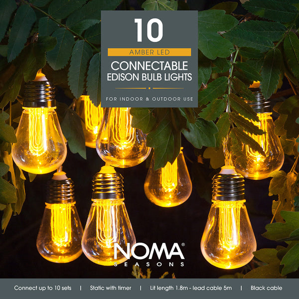 Noma 1017009 10 Edison Style Bulb Light String