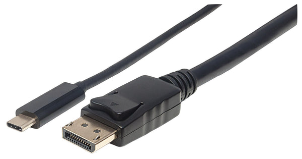 Manhattan USB-C to DisplayPort Cable, 4K@60Hz, 1m, Not Bi-Directional, Black, Three Year Warranty, Equivalent to CDP2DP1MBD