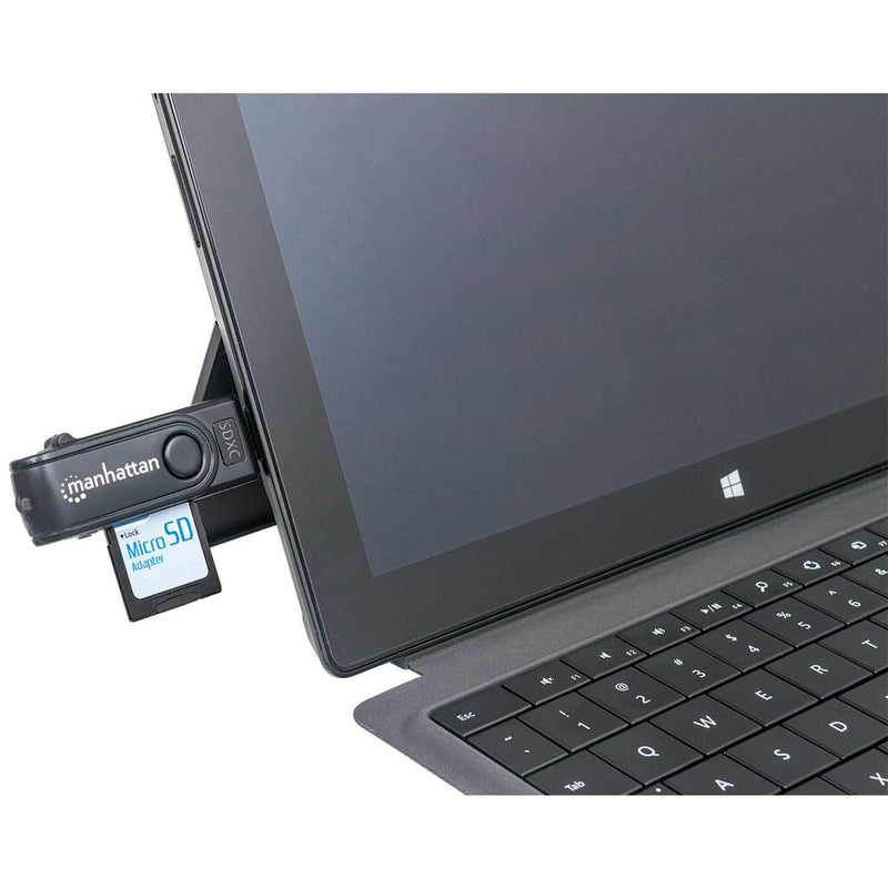 Manhattan USB-A Mini Multi-Card Reader/Writer, 5 Gbps (USB 3.2 Gen1 aka USB 3.0), 24-in-1, SuperSpeed USB, Windows or Mac, Black, Three Year Warranty