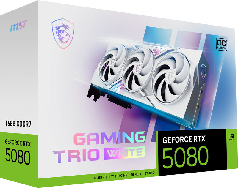 MSI GAMING GEFORCE RTX 5080 16G TRIO OC WHITE graphics card NVIDIA 16 GB GDDR7