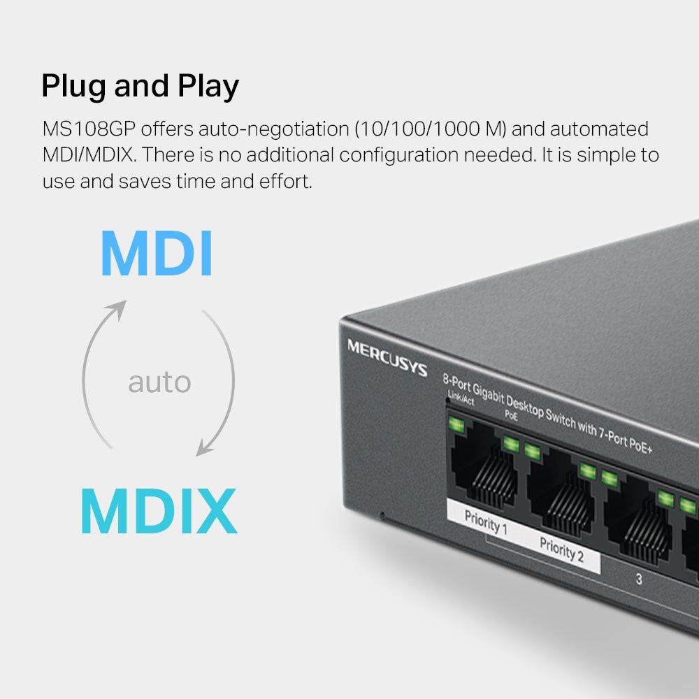 Mercusys 8-Port Gigabit Desktop Switch with 7-Port PoE+ - image 8