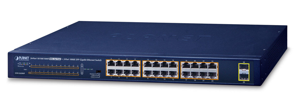 PLANET GSW-2620HP network switch Unmanaged 10G Ethernet (100/1000/1000 ...