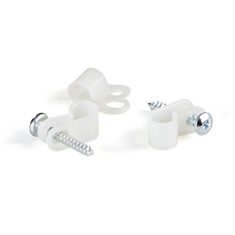 StarTech.com 100 Pack Screw Mount Cable Clamps - Large 7.9mm Bundle Cable Fastener/Holder - R-Type Single Reusable Nylon Clip - Screw Down Ethernet Cord Management Clamp - UL/94V-2 Rated TAA