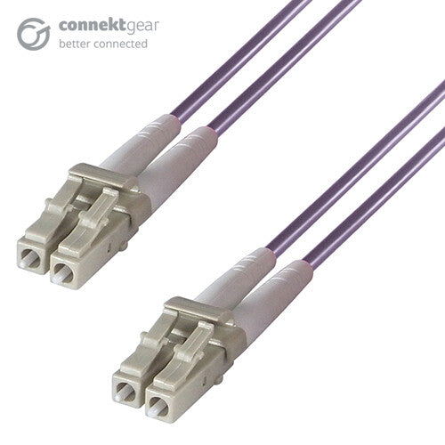 connektgear 10m Duplex Fibre Optic Multi-Mode Cable OM4 50/125 Micron LC to LC Purple