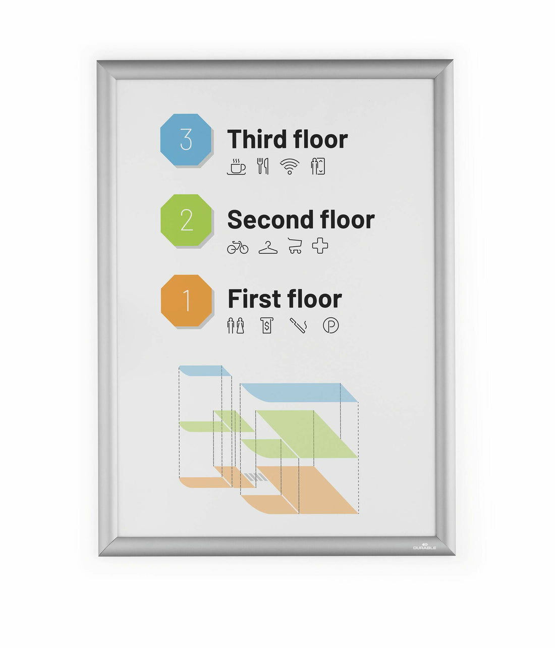 Durable 500823 wall frame 450 x 625 mm Rectangle Silver Aluminium - image 3