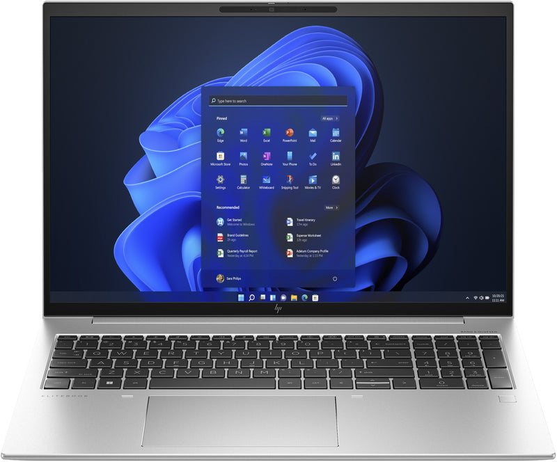HP EliteBook 860 16 G10 Intel® Core™ i7 i7-1355U Laptop 40.6 cm (16") WUXGA 16 GB DDR5-SDRAM 512 GB SSD Wi-Fi 6E (802.11ax) Windows 11 Pro Silver