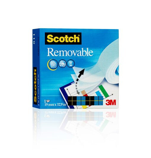 Scotch Removable Invisible Tape, 19 mm x 33 m, 1 Roll/Pack