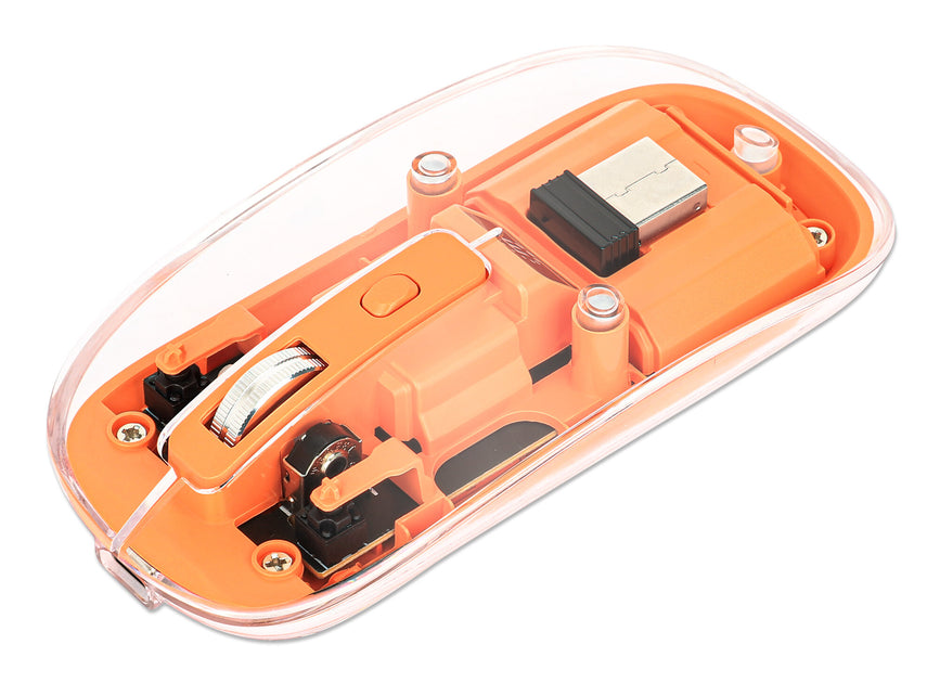 Manhattan Transparent Rechargeable Wireless Mouse, Clear/Orange, Adjus ...