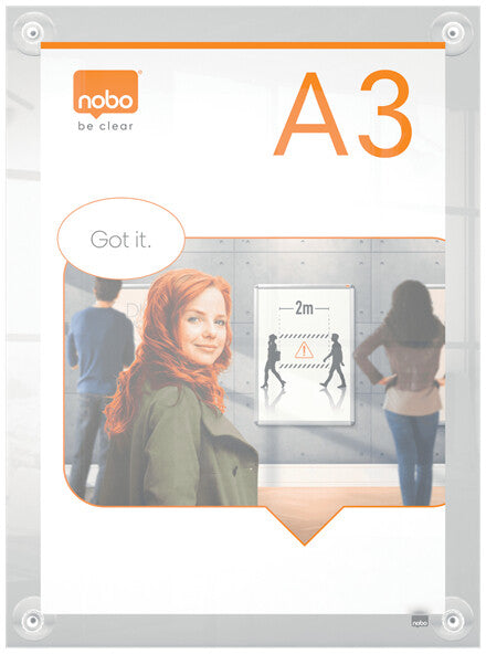 Nobo Premium Plus A3 Clear Acrylic Wall Mounted Repositionable Poster Frame - image 4
