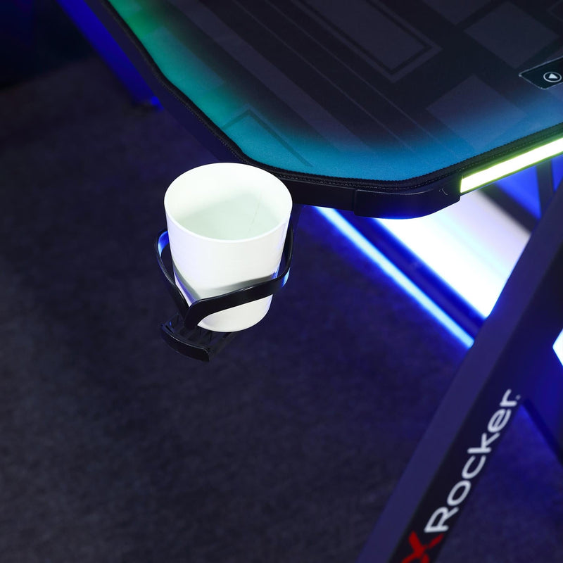 X Rocker Lumio XL Gaming Desk with 3 Sided app-controlled LED Lighting - Black
