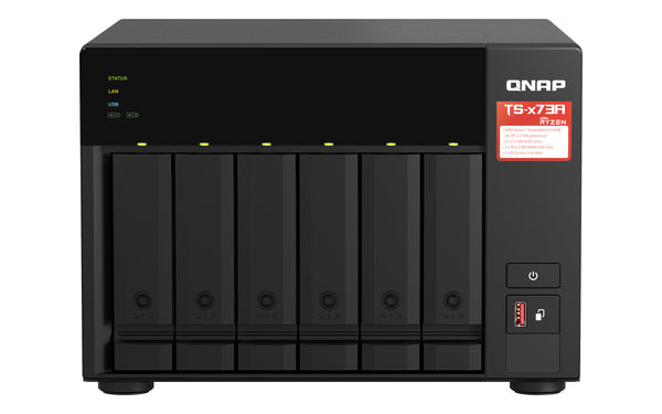 QNAP TS-673A-8G NAS Tower Ryzen Embedded V1500B 8 GB DDR4 72 TB HDD Black
