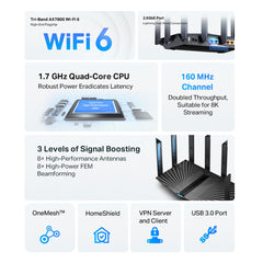 TP-Link Archer AX7800 Tri-Band 8-Stream Wi-Fi 6 Router