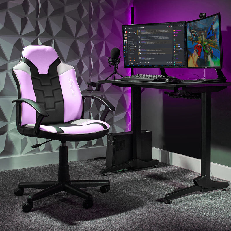 X Rocker | Saturn Mid-Back Wheeled Esport Gaming Chair for Juniors and Teens - Pink