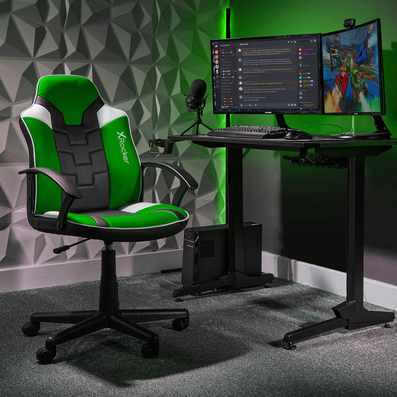 X Rocker | Saturn Mid-Back Wheeled Esport Gaming Chair for Juniors and Teens - Green