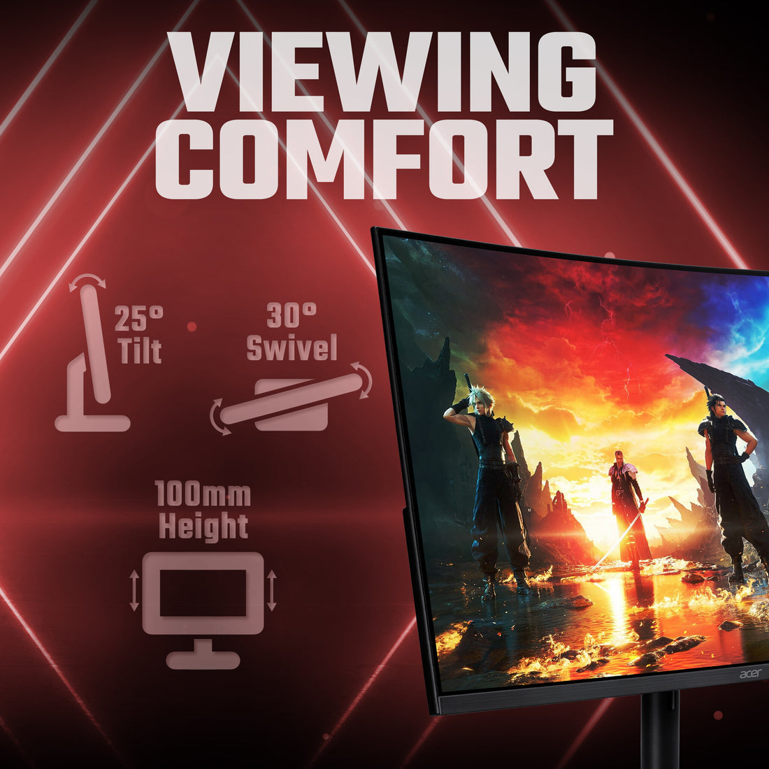 Acer NITRO XZ2 Nitro XZ322QUV3 31.5" Quad HD 180Hz Curved Gaming Monitor - image 6