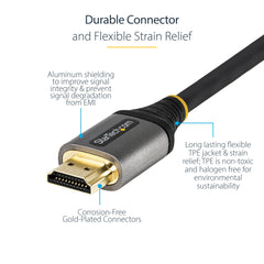 StarTech.com 12ft (4m) HDMI 2.1 Cable 8K - Certified Ultra High Speed HDMI Cable 48Gbps - 8K 60Hz/4K 120Hz HDR10+ eARC - Ultra HD 8K HDMI Cord - Monitor/TV/Display - Flexible TPE Jacket