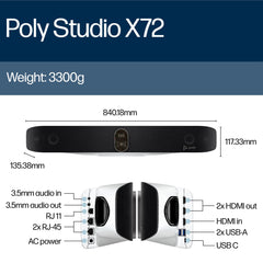 POLY Studio X72 All-In-One Video Bar with TC10 Controller Kit No Power Cord TAA