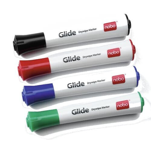 Nobo Glide Whiteboard Pens Bullet Tip 4 Pack