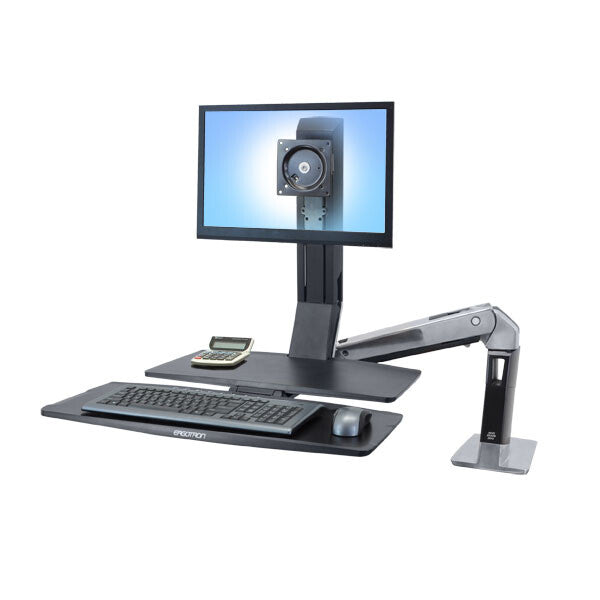 Ergotron WorkFit -A, Single LD @ Worksurface+ 61 cm (24") Desk Black